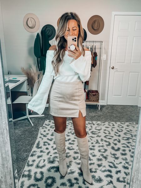 Dreamy neutral look — this open shoulder sweater is chic cozy and the skirt with cutest slit detail on the side — save 15% off your order over $65 with code ilda15 

#LTKshoecrush #LTKSeasonal #LTKstyletip