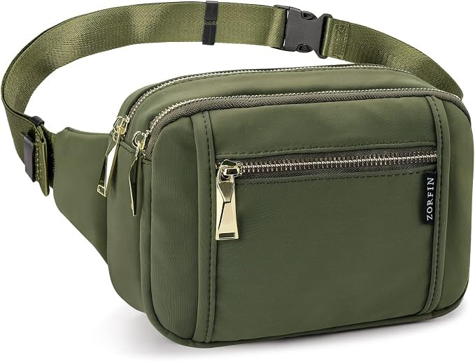 ZORFIN Fanny Packs for Women Men, Fashion Waist Pack Belt Bag with 5 Zipper Pockets Adjustable Be... | Amazon (US)