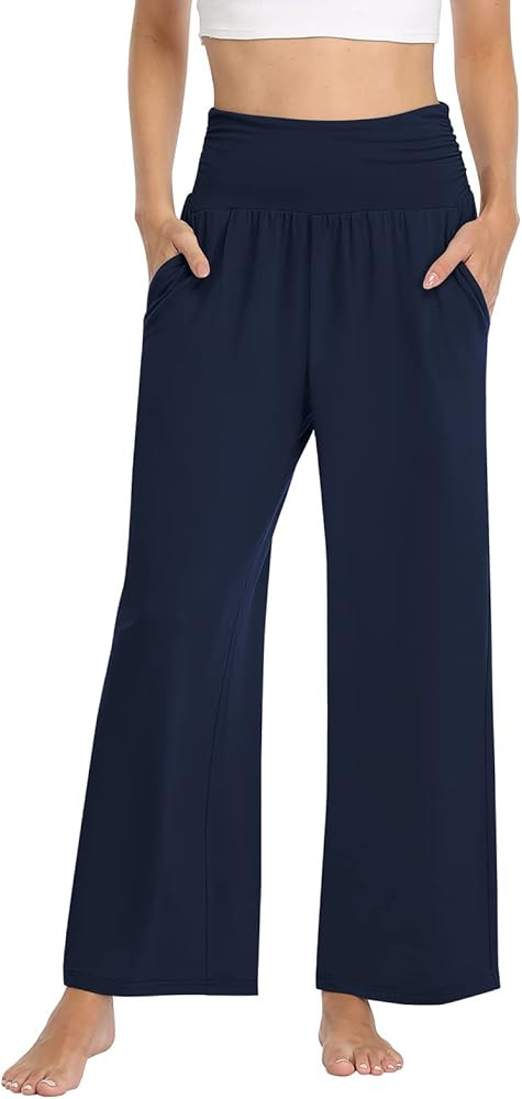 TARSE Womens Wide Leg Pants Casual Loose Yoga Sweatpants Comfy Lounge Pajama Flowy Pants Pockets | Amazon (US)
