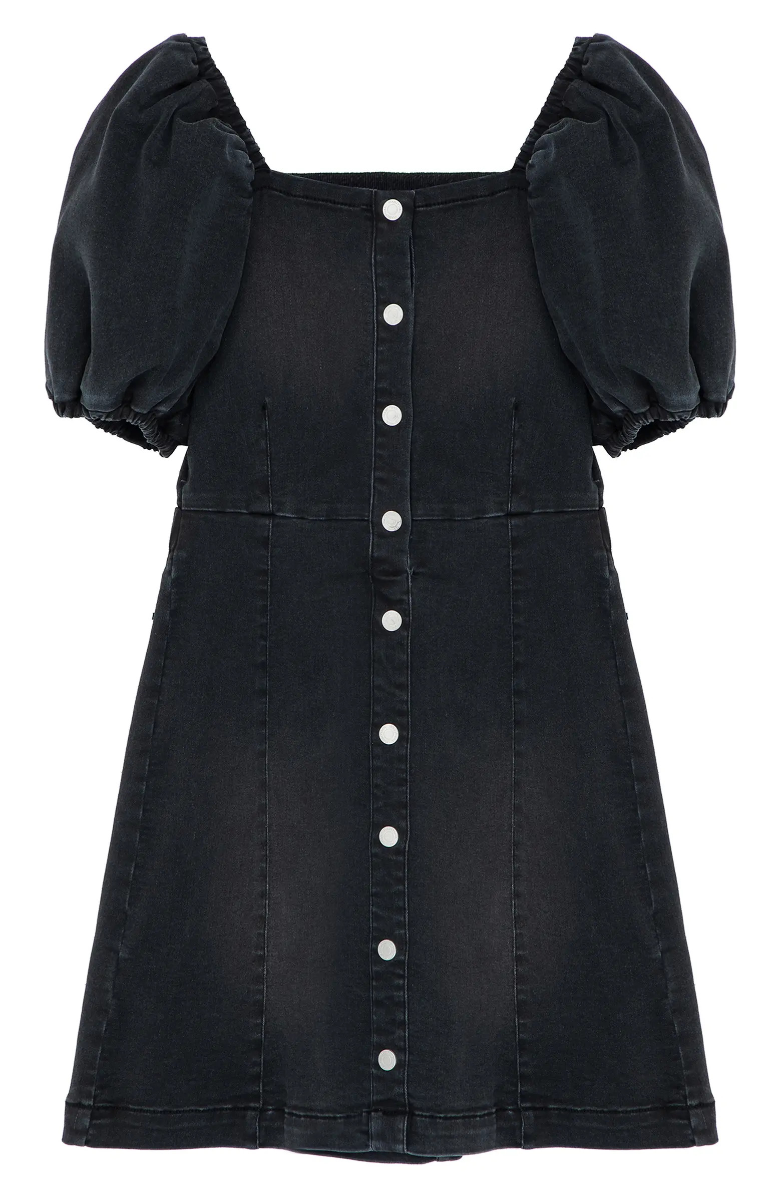 Kids' Puff Sleeve Stretch Denim Dress | Nordstrom