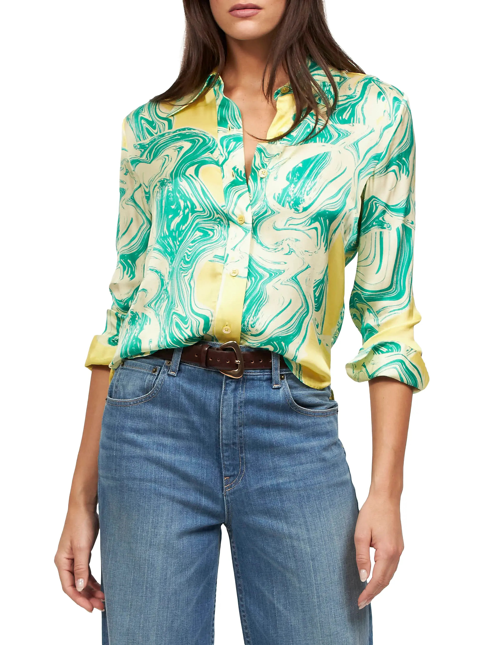 EquipmentQuinne Swirled Satin Shirt | Saks Fifth Avenue