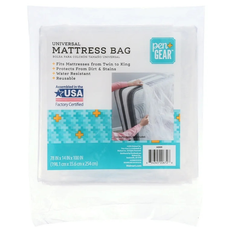 Pen + Gear Universal Mattress Bag, Fits All Bed Sizes from Twin to King, Moving Supplies, Plastic... | Walmart (US)