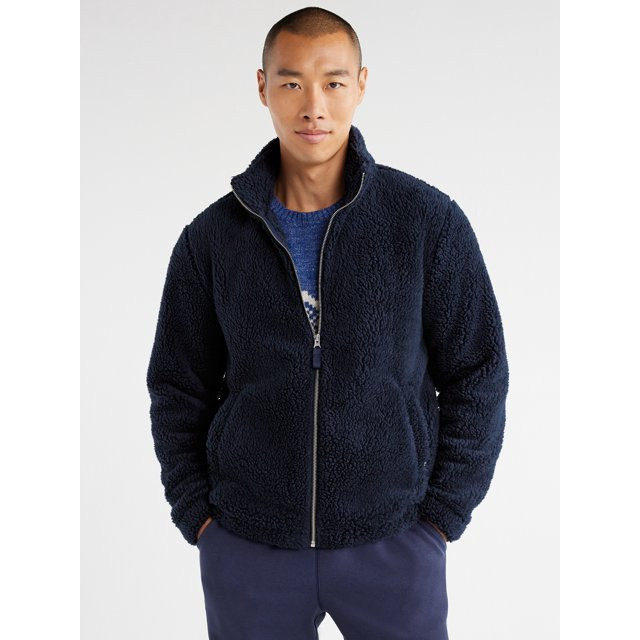 Free Assembly Men's Faux Sherpa Jacket, Sizes XS-3XL | Walmart (US)
