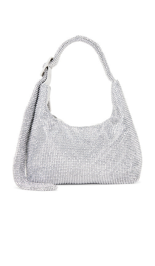 olga berg Calypso Crystal Shoulder Bag in Metallic Silver. | Revolve Clothing (Global)