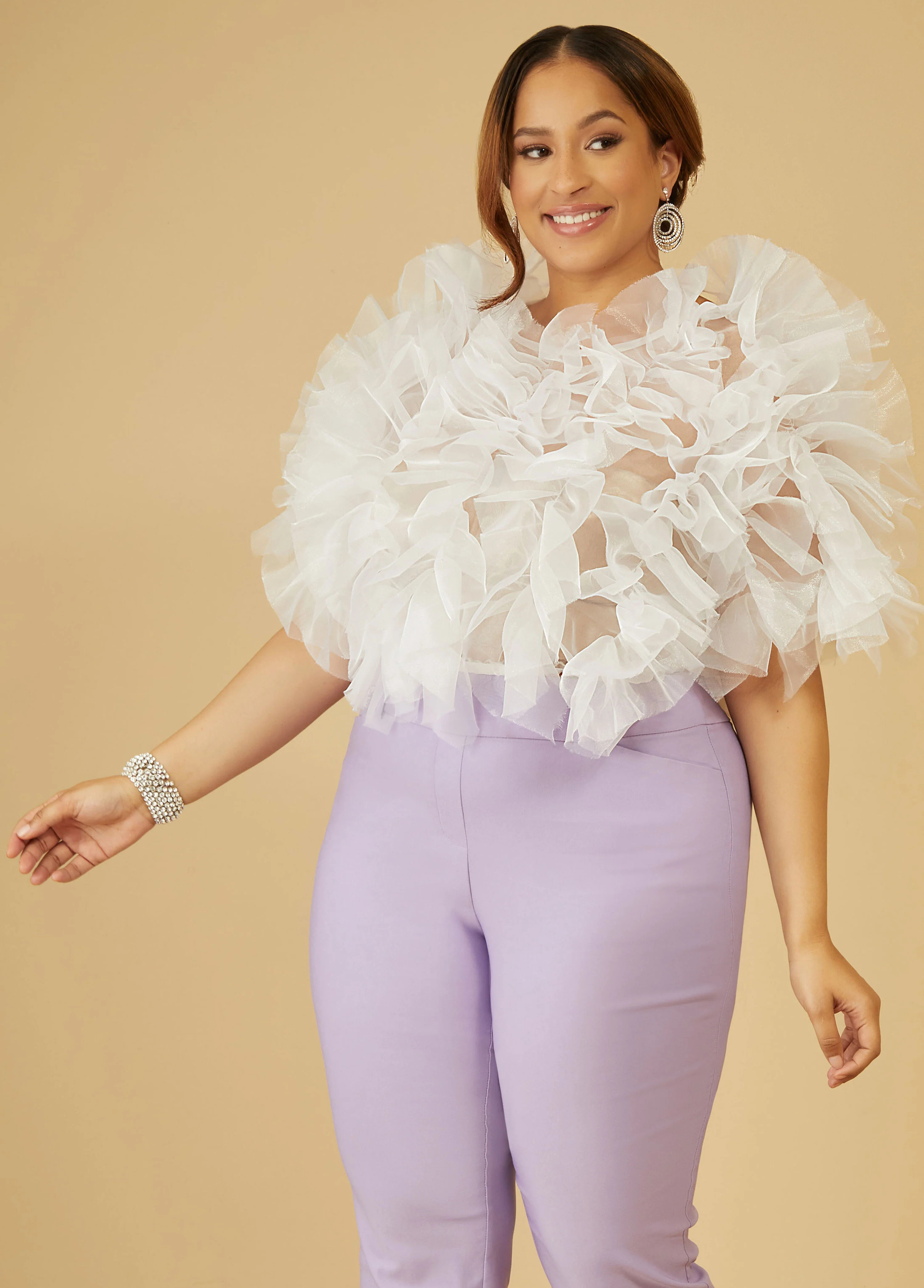 Ruffled Organza Top | Ashley Stewart