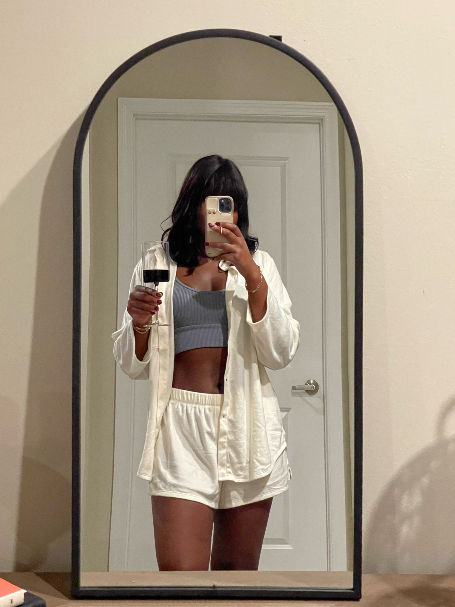 White matching loungewear set. FLEECE 
LONG-SLEEVE SHORT PAJAMA SET


#LTKunder50