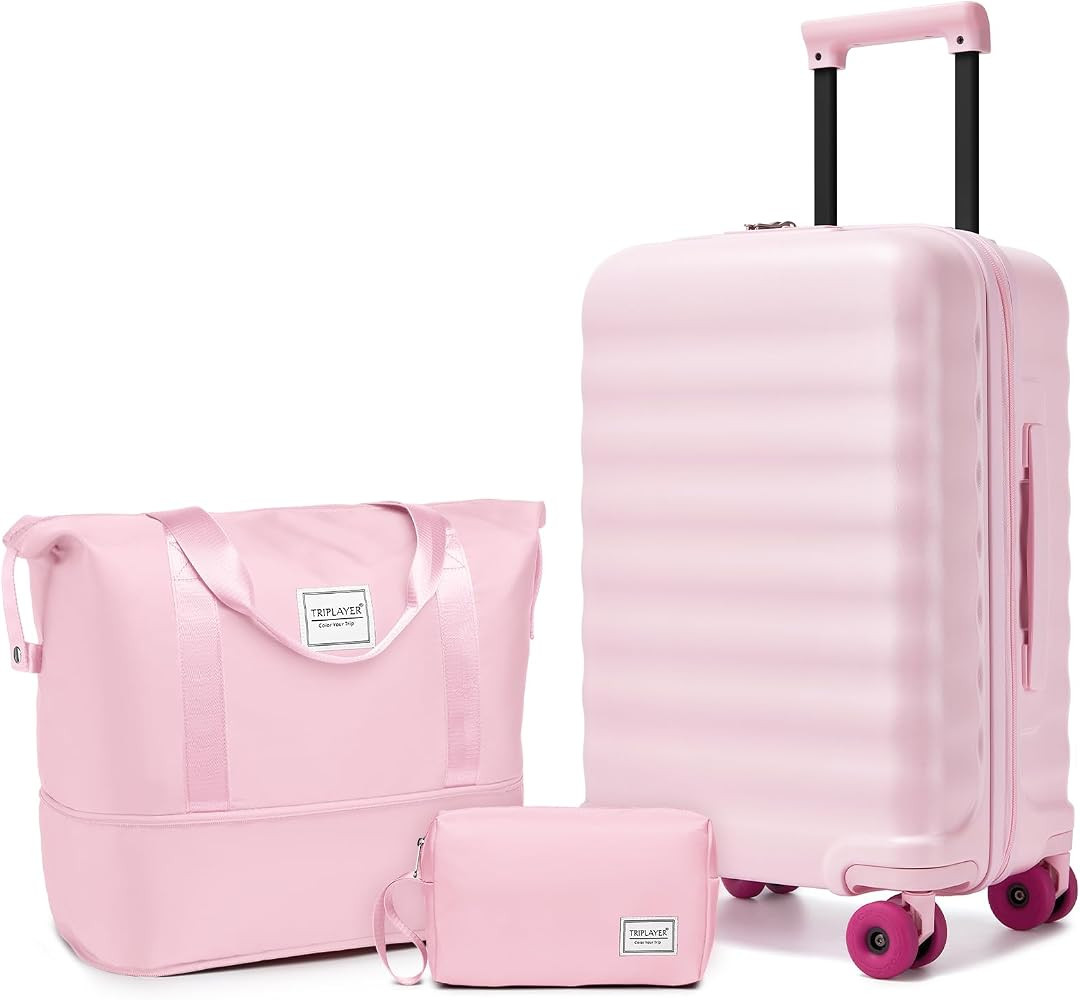 Luggage Sets 3 Piece, Carry On Luggage 22x14x9 Airline Approved PC Hardside Suitcase Set with Whe... | Amazon (US)