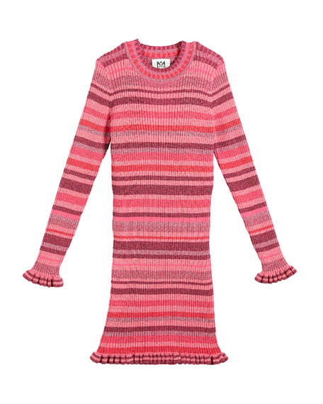 Milly Minis Rib-Knit Metallic Stripe Dress, Size 8-14 | Bergdorf Goodman