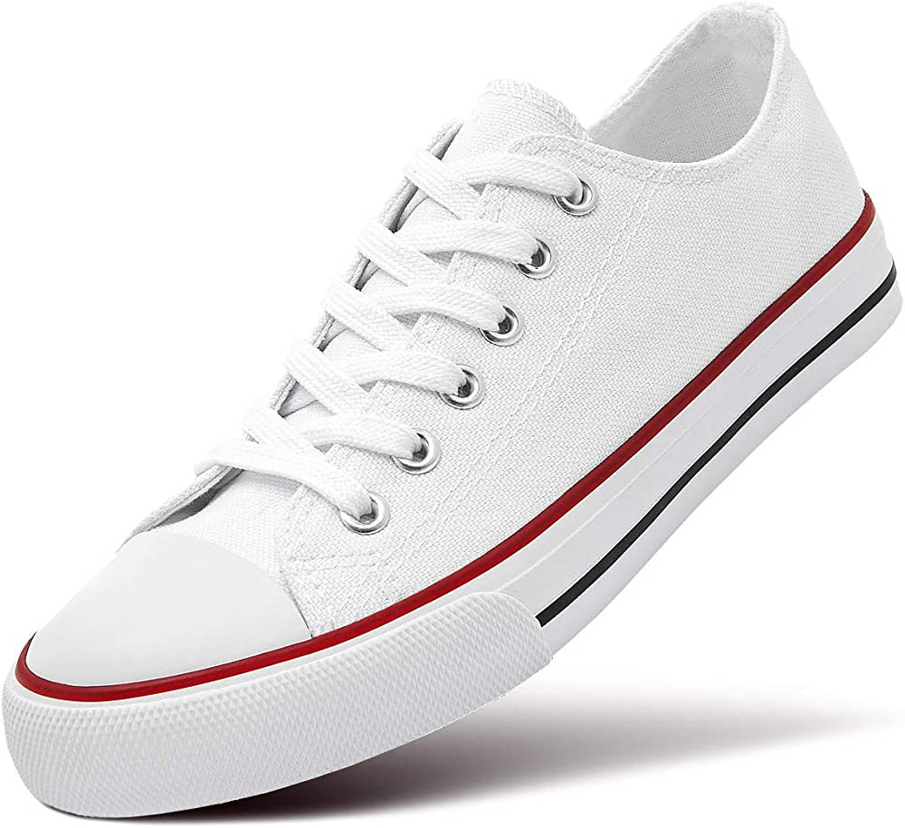 ZGR Women’s Canvas Low Top Sneaker Lace-up Classic Casual Shoes Black and White | Amazon (US)