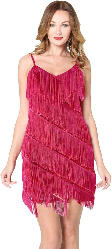 Aivtalk Women's Flapper Dresses 1920s Gatsby Sequins Tassels Flapper Sexy Cocktail Latin Dance Ba... | Amazon (US)