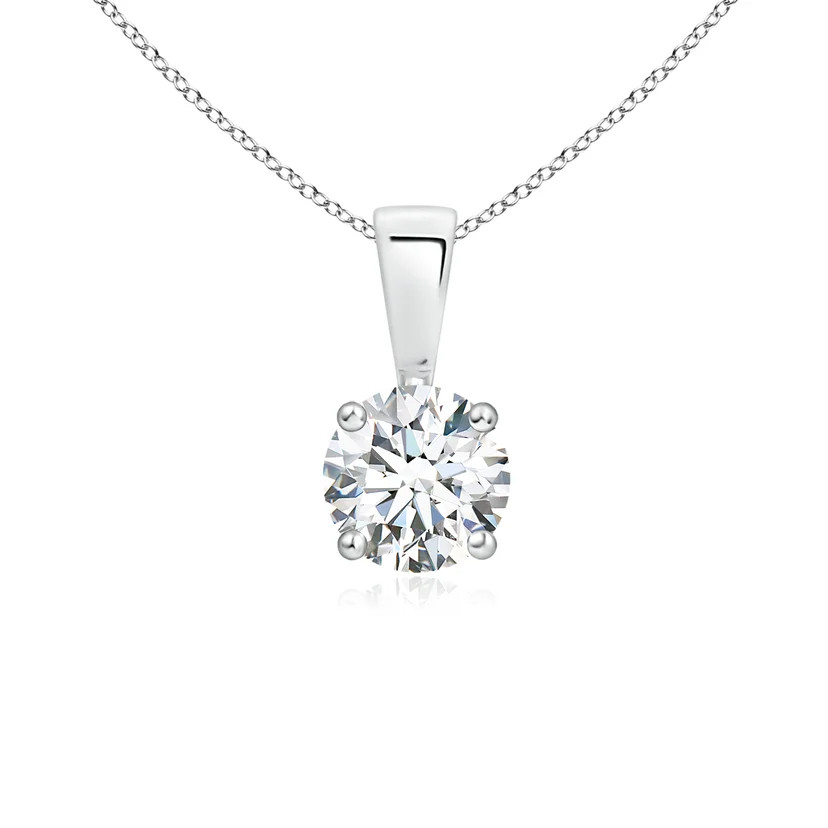 Classic Prong-Set Round Lab-Grown Diamond Solitaire Pendant | Angara Inc.