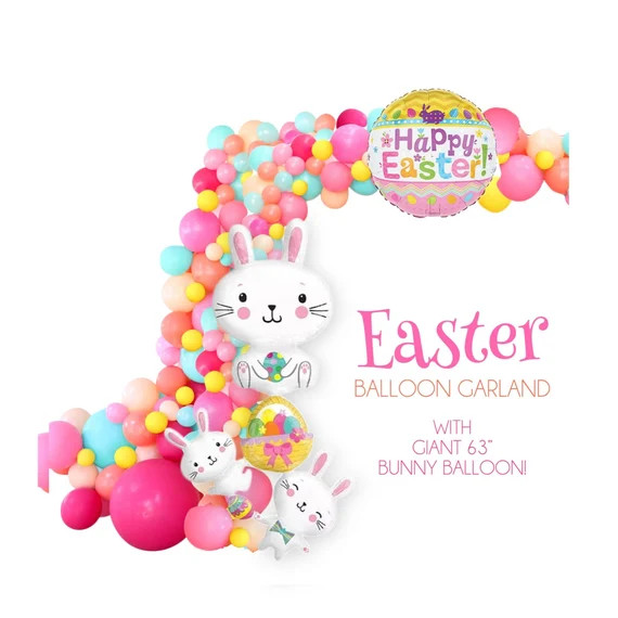 Easter Bunny Balloon Garland Cute White Rabbit Bright Colorful | Etsy | Etsy (US)
