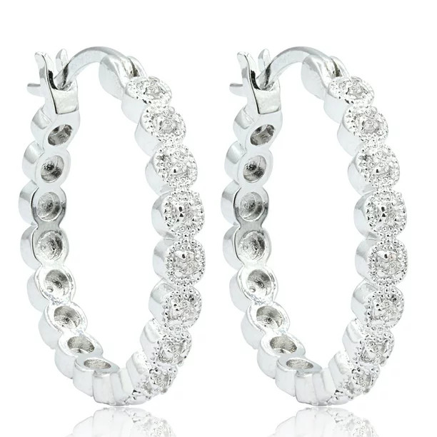 SuperJeweler 1/4 Carat Diamond Hoop Earrings, 3/4 Inch for Women - Walmart.com | Walmart (US)
