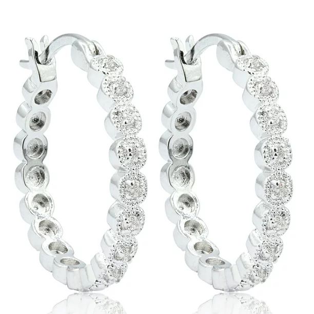 SuperJeweler 1/4 Carat Diamond Hoop Earrings, 3/4 Inch for Women - Walmart.com | Walmart (US)