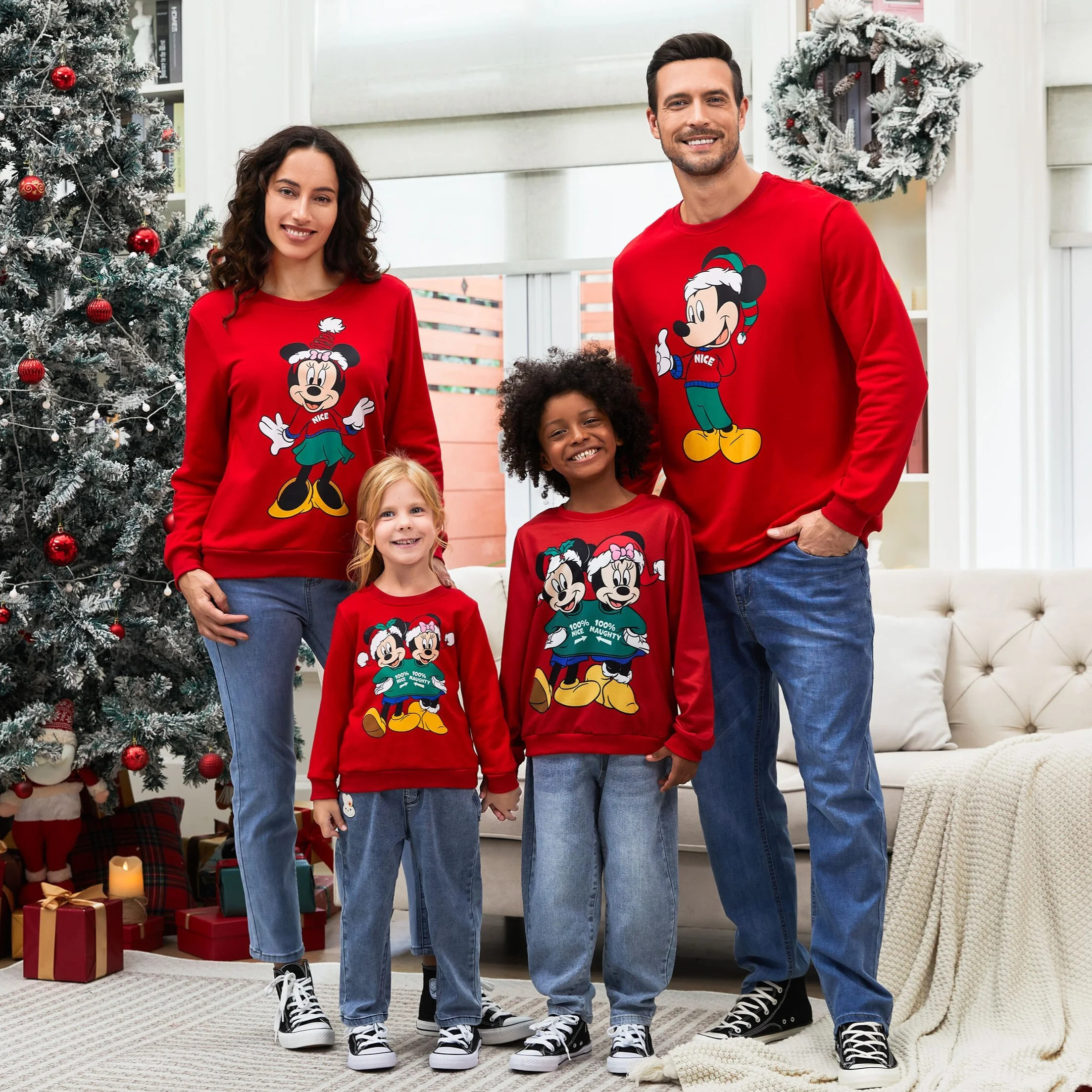 Disney Mickey Mouse Mens Graphic Sweatshirts Family Christmas Matching Outfits Crewneck Ugly Swea... | Walmart (US)