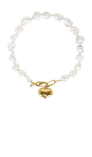 Pearl Chunky Heart Necklace in Gold | Revolve Clothing (Global)