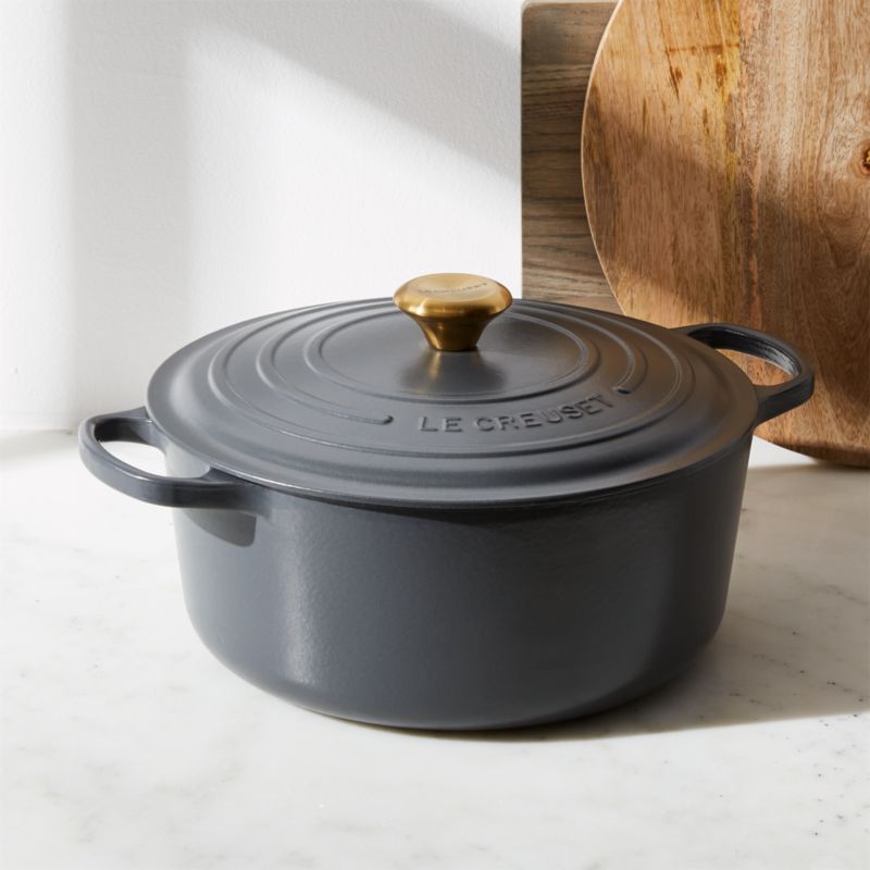 Le Creuset Signature Round 7.25-Qt. Graphite Grey Enameled Cast Iron Dutch Oven with Lid + Review... | Crate & Barrel