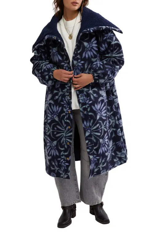 Free People This Love Floral Wing Collar Cardigan in Night Sky Combo at Nordstrom, Size Large | Nordstrom