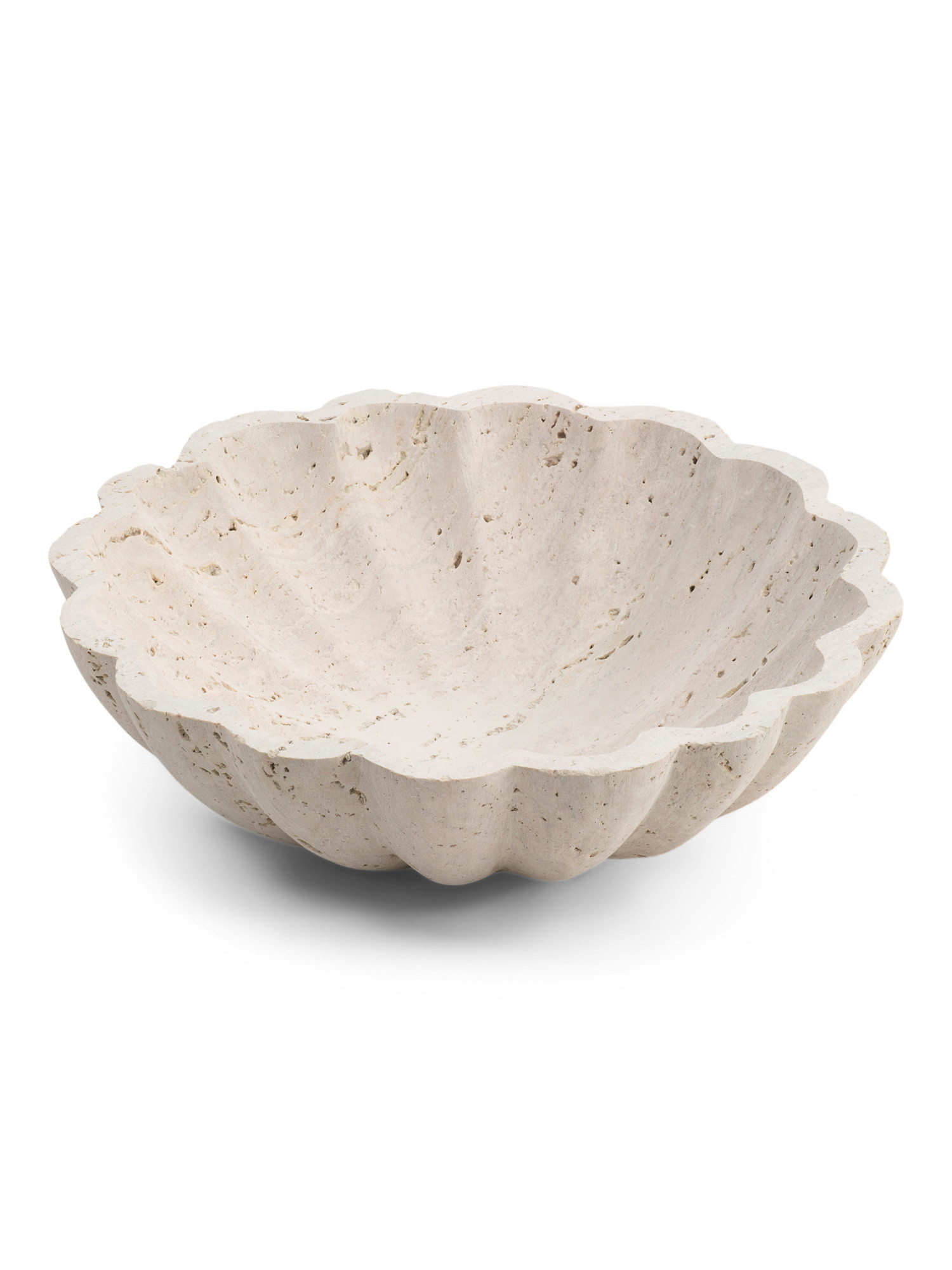 10in Travertine Fluted Bowl | Marshalls