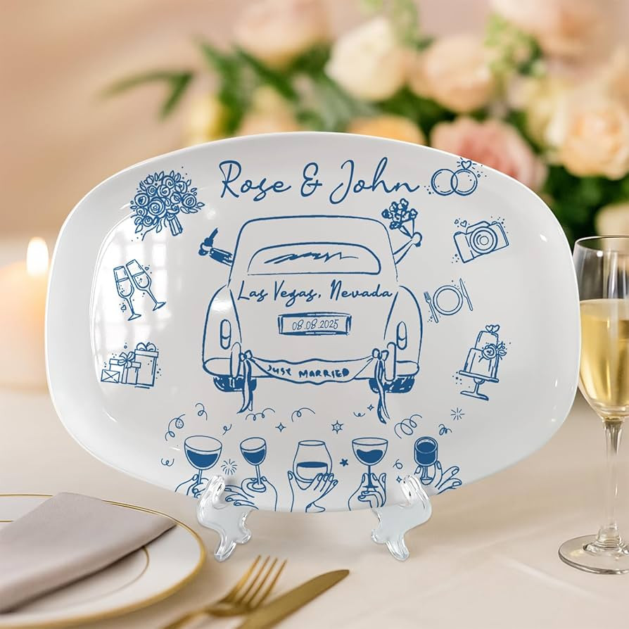 Custom Wedding Platter For Bride and Groom - Personalized Wedding Plate with Name and Date for Co... | Amazon (US)
