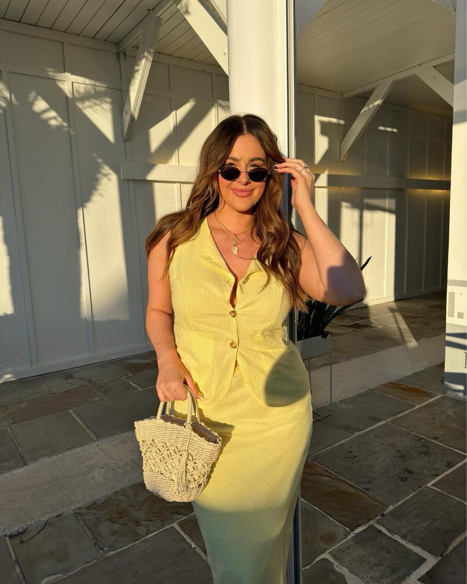 yellow linen set 🥹✨🧈 wearing XL! I’m 5’9” 180lbs 36DD — discount: SHELBYV20

#LTKmidsize #LTKfindsunder100 #LTKstyletip