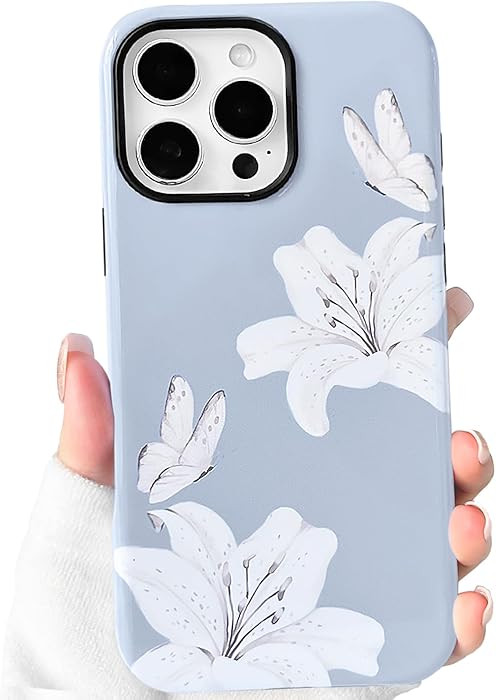 NITITOP Compatible with iPhone 16 Pro Max Case Cute Aesthetic Lily Flowers Butterfly Floral Patte... | Amazon (US)
