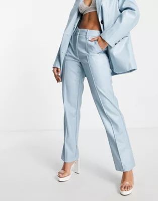 Aria Cove leather look cigarette pants in baby blue - part of a set | ASOS (Global)
