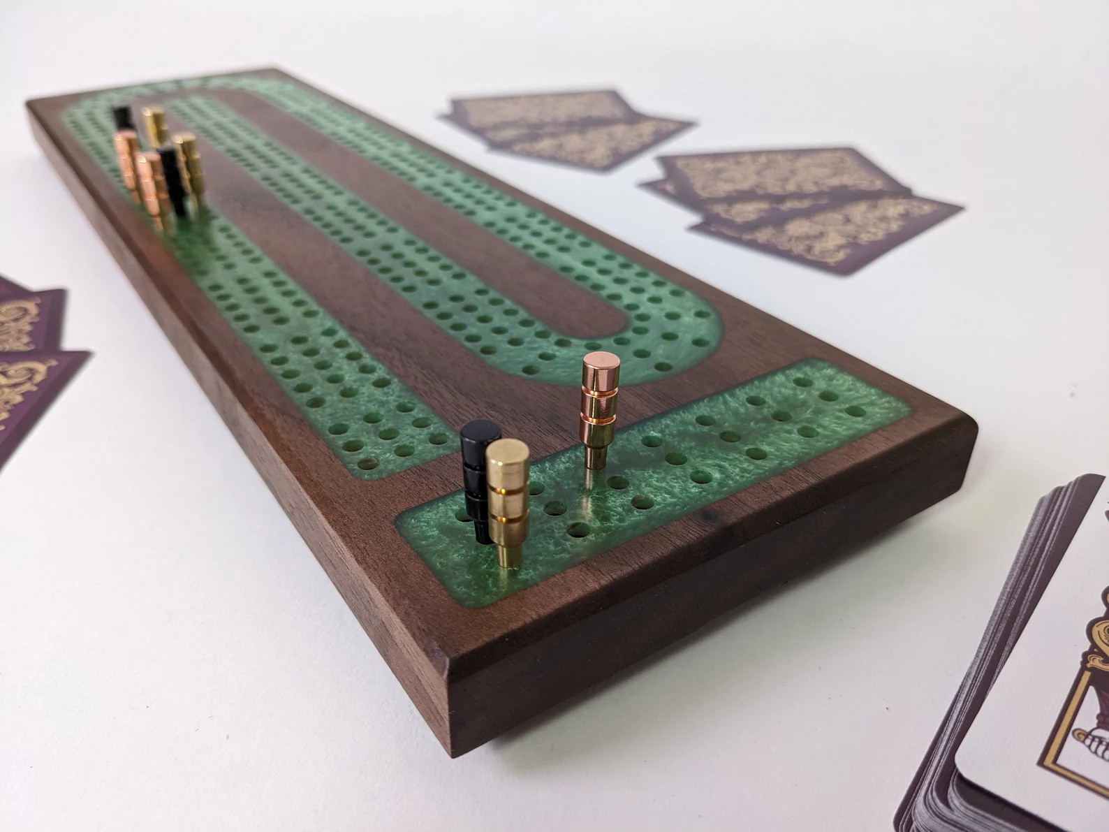 Premium Cribbage Board Sage Green Resin Inlay with Peg Storage | Comes with 6 metal pegs | Person... | Etsy (US)