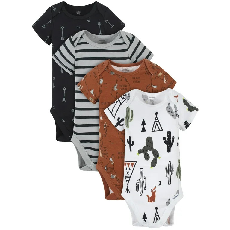 Modern Moments by Gerber Baby Boy Bodysuits, 4-Pack (Newborn-12 Months) - Walmart.com | Walmart (US)