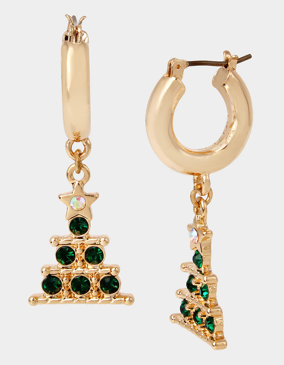 HOLIDAY WHIMSY TREE DROP EARRINGS GREEN | Betsey Johnson