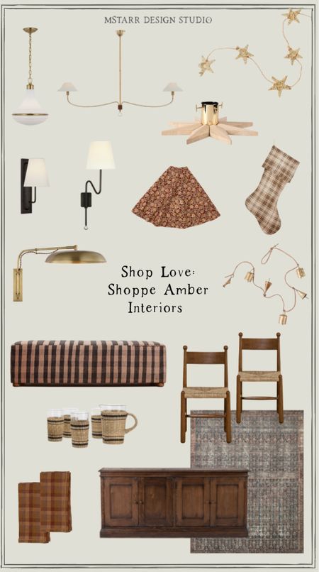 Shop Love...Shoppe Amber Interiors

#brassbellgarland #rattanchairs #arearug #upholsteredbench #brasssconce #stockings #treeskirt #blacksconcs

#LTKhome #LTKSeasonal #LTKGiftGuide