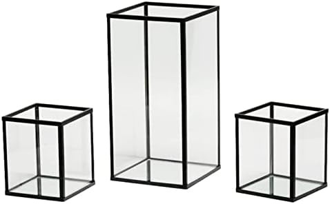 yshengood Glass Hurricane Candle Holder Set of 3 PCS, Black Frame and Glass Hurricane Candleholde... | Amazon (US)