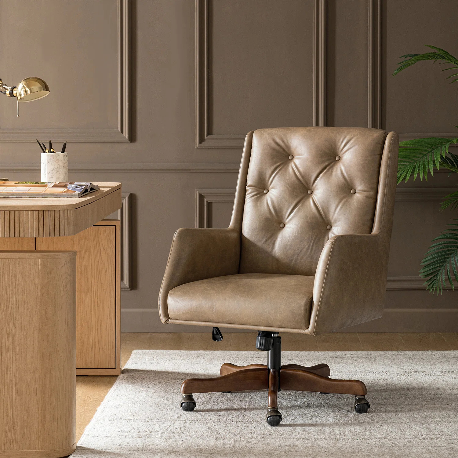 Kairos Transitional Swivel Desk Chair with Adjustable Height and Button-Tufted Backrest | Wayfair North America