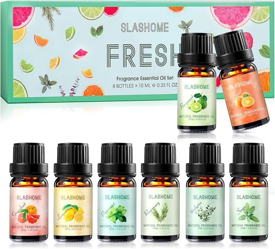 Fresh Essential Oils Set - 8 Pack Pure Aromatherapy Oils for Diffuser, Home Scents for Candle & S... | Amazon (US)
