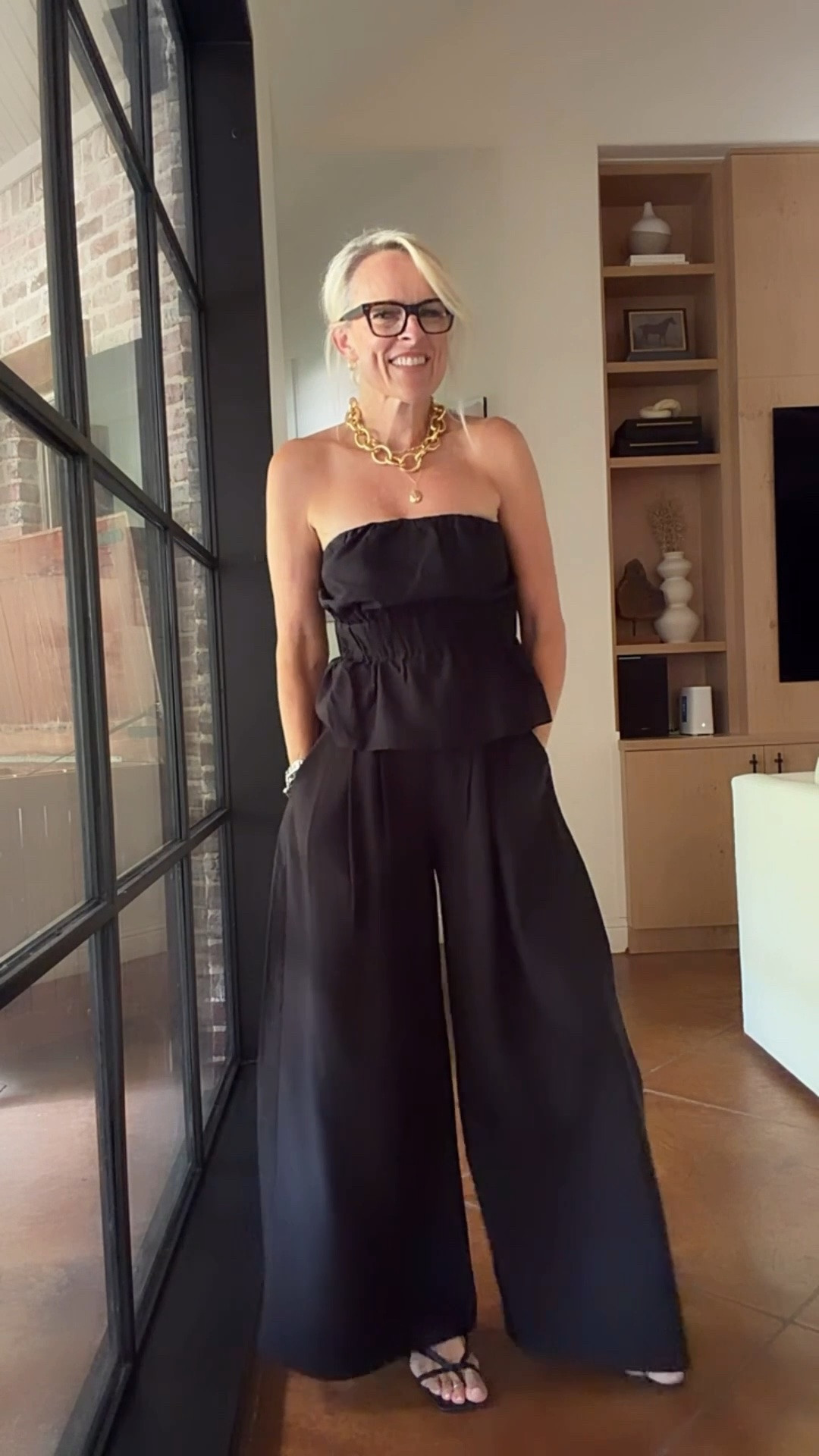 Found some great items at Banana Republic
Chic black set - XS on top, small on pants 
Thin, flowy, elegant! Great for a night out or event 
Not all jewelry is still available, linking what I can 

Found the BEST linen pants!! Grabbed them in two colors, fit is true to size 
Pull on pant, the slant of pockets make it so flattering ￼￼

#LTKootd #LTKOver40 #LTKWedding