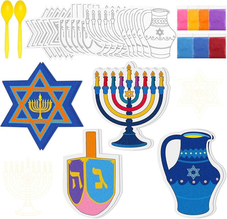 Sosation 24 Set 5 Inch Hanukkah Sand Art Kits Gift Self Adhesive Painting for Adult Chanukah DIY ... | Amazon (US)