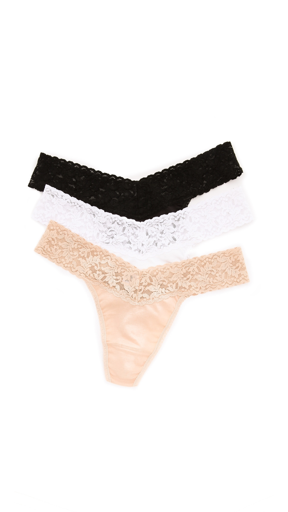 Hanky Panky Original Rise Cotton 3 Pack Black/White/Chai One Size | Shopbop