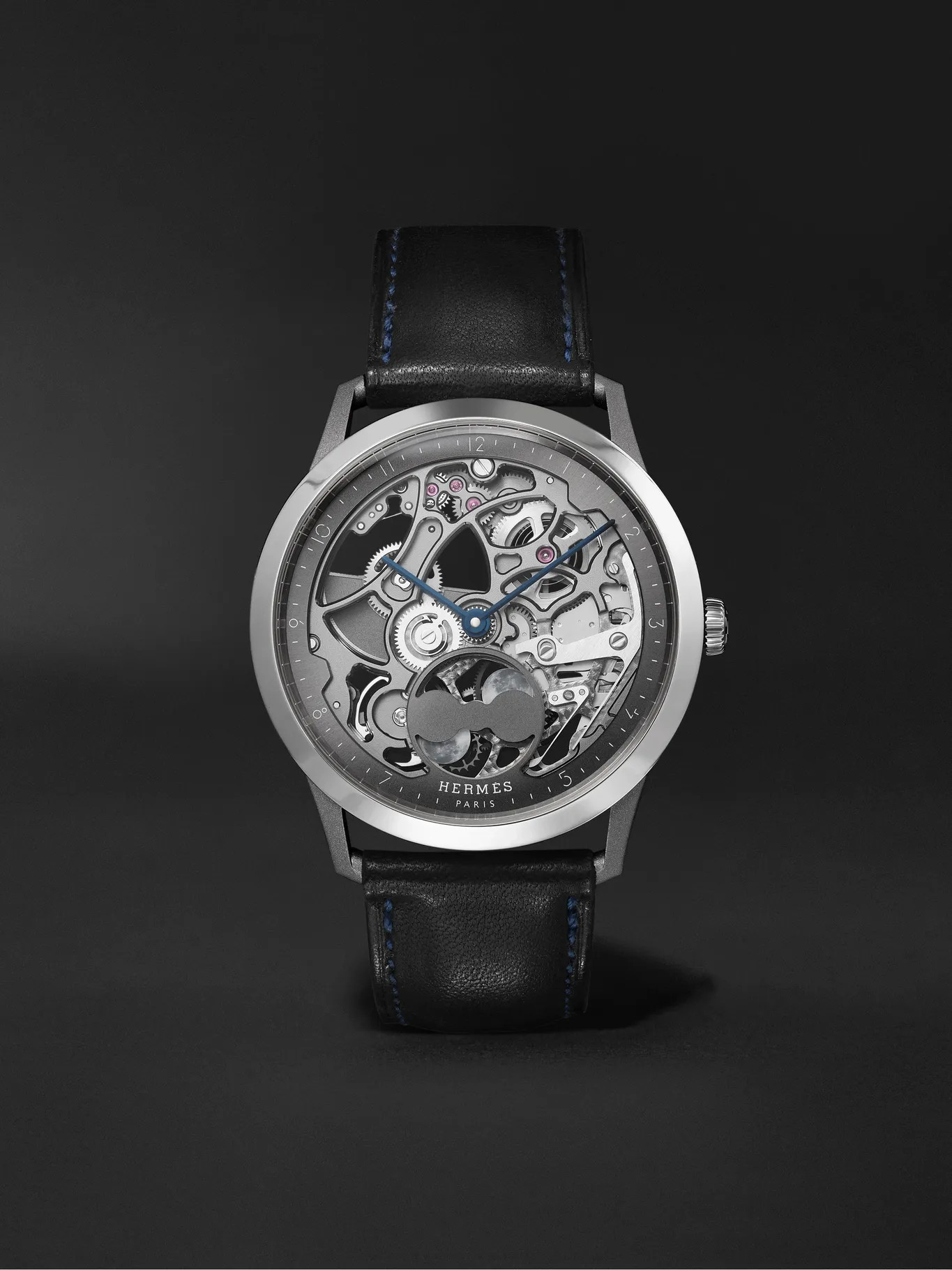 Slim d'Hermès Squelette Lune 39.5mm Automatic Titanium and Leather Watch, Ref. No. 054695WW00 | Mr Porter (US & CA)