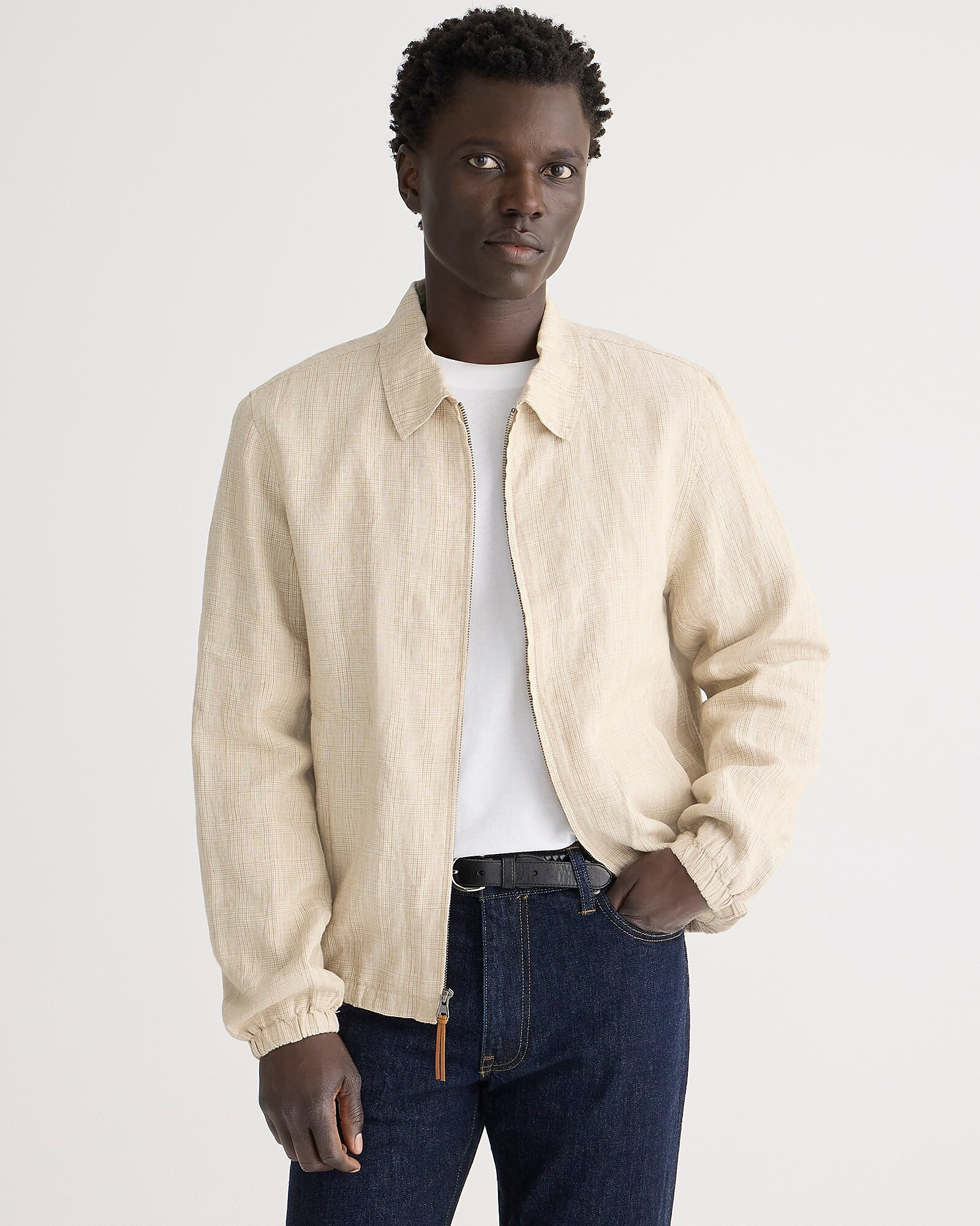 Harrington jacket in linen plaid | J. Crew US