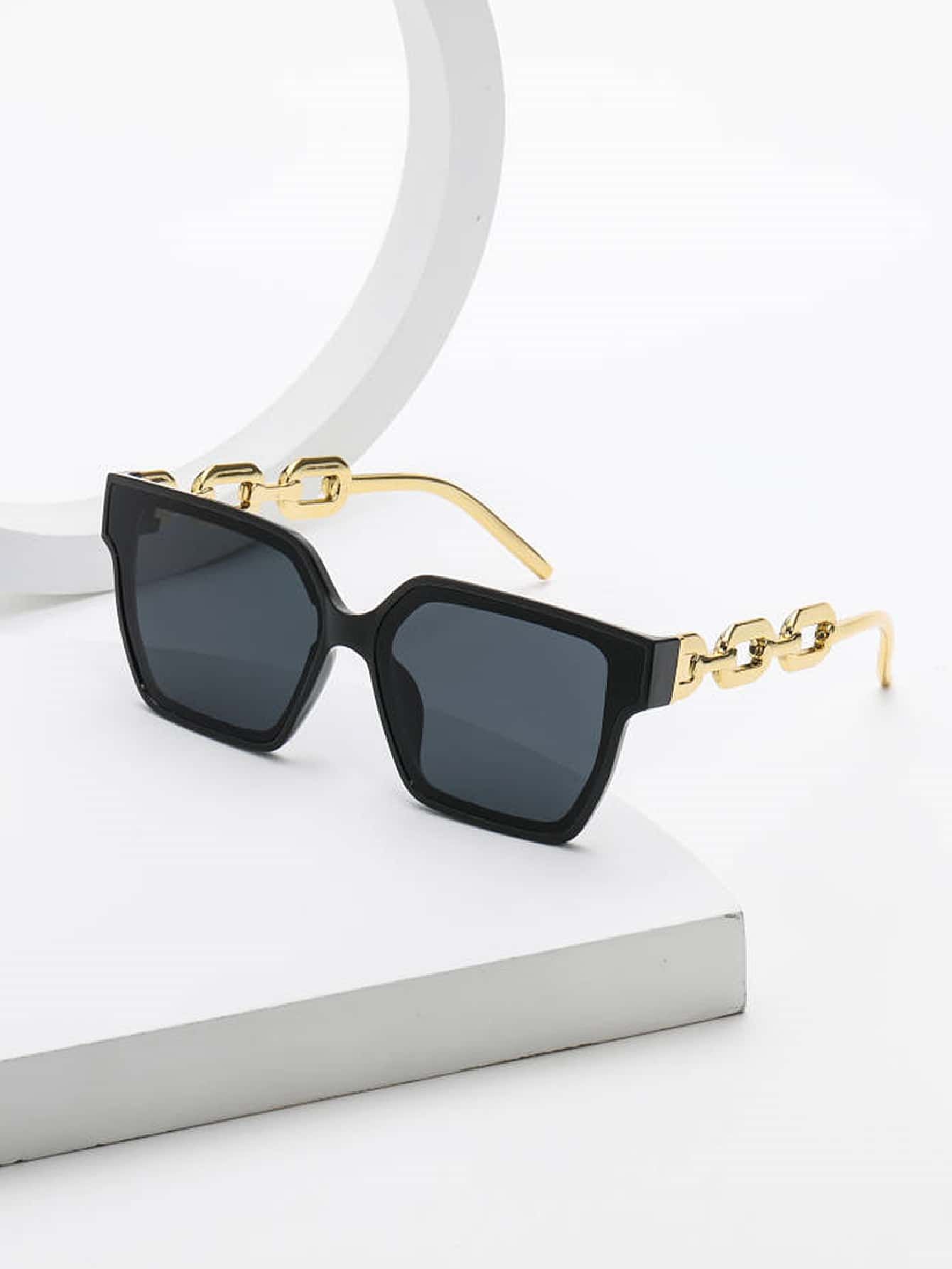 1pair Women Chain Decor Geometric Frame Fashion Glasses For Outdoor | SHEIN