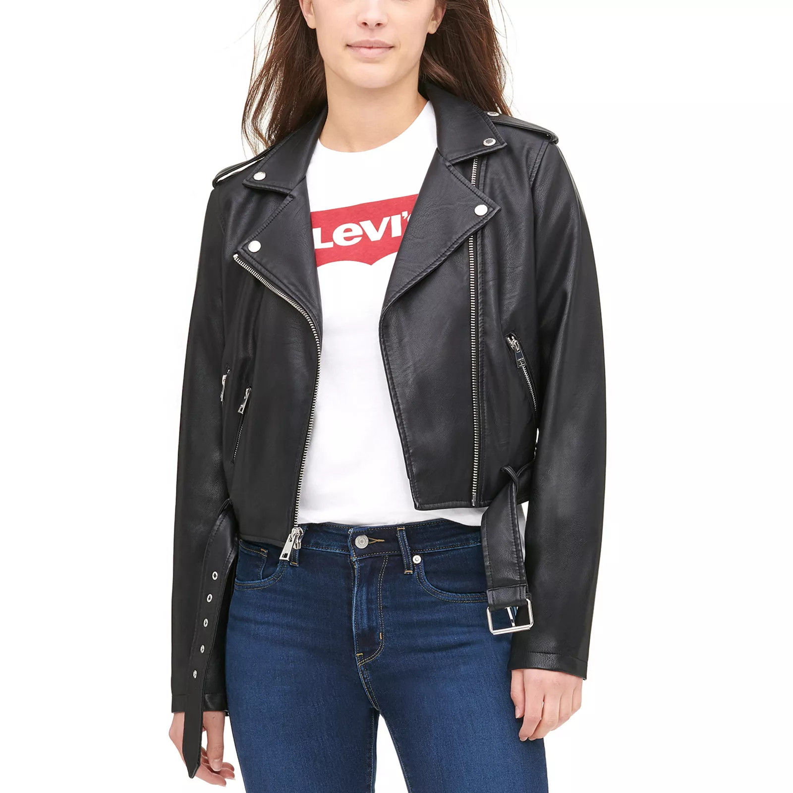 Women's Levi's Faux-Leather Motorcycle Jacket, Size: Small, Black | Kohl's