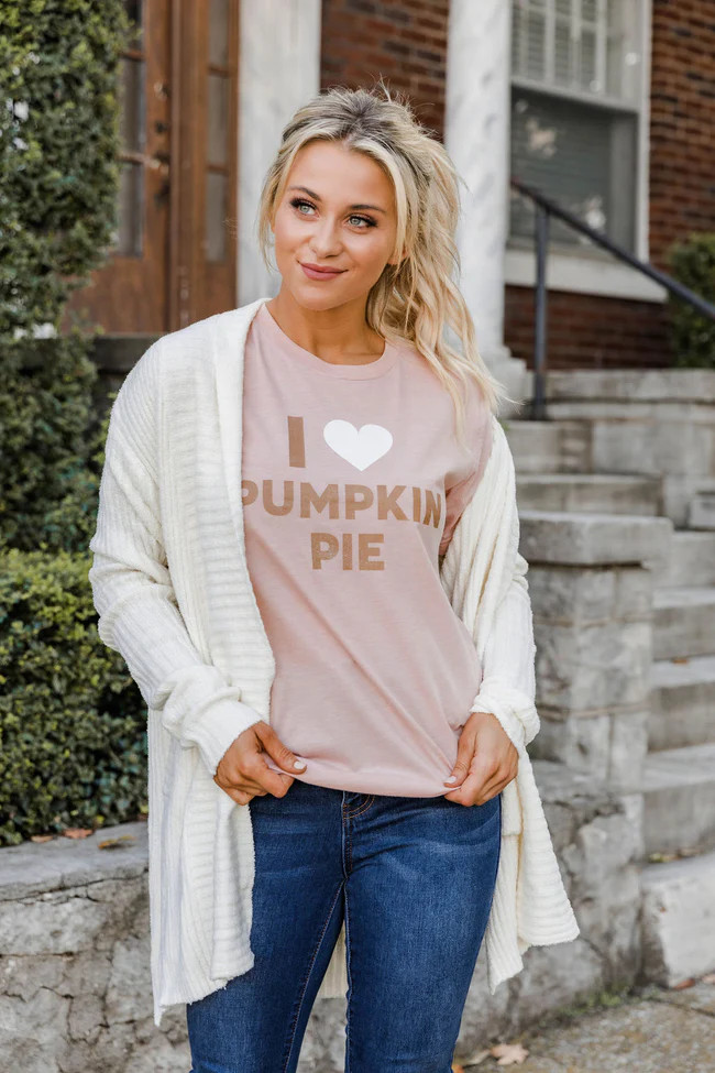I Heart Pumpkin Pie Peach Graphic Tee | Pink Lily