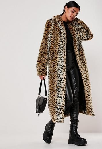Missguided - Brown Leopard Print Long Faux Fur Coat | Missguided (US & CA)