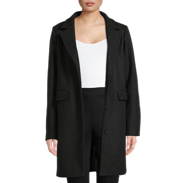 Time and Tru Women’s Faux Wool Dad Coat - Walmart.com | Walmart (US)