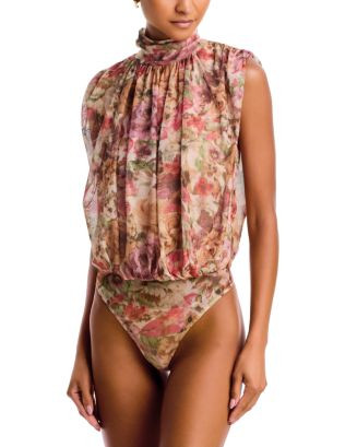 Mock Neck Mesh Blouson Bodysuit - Exclusive | Bloomingdale's (US)