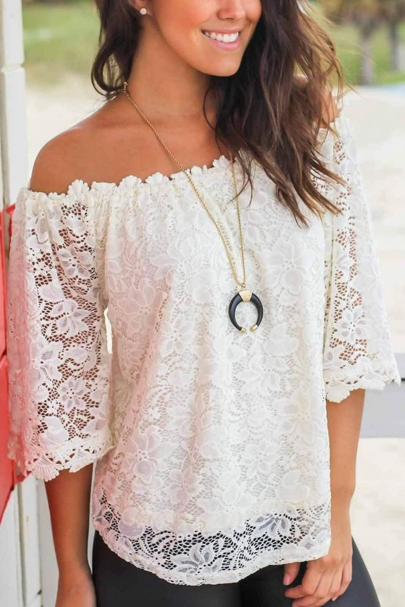 White Lace Off Shoulder Blouse Top | Walmart (US)