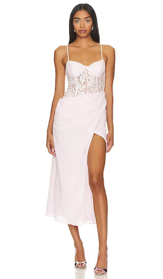 Zosia Maxi Dress in Blush Pink Corset Dress Pink Lace Dress Bustier Dress Pink Midi Dress  | Revolve Clothing (Global)