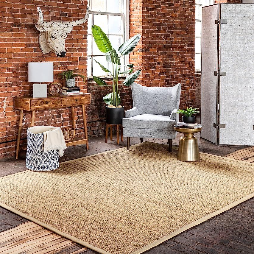 nuLOOM Elijah Natural Seagrass Farmhouse Area Rug, 8' x 10', Beige | Amazon (US)