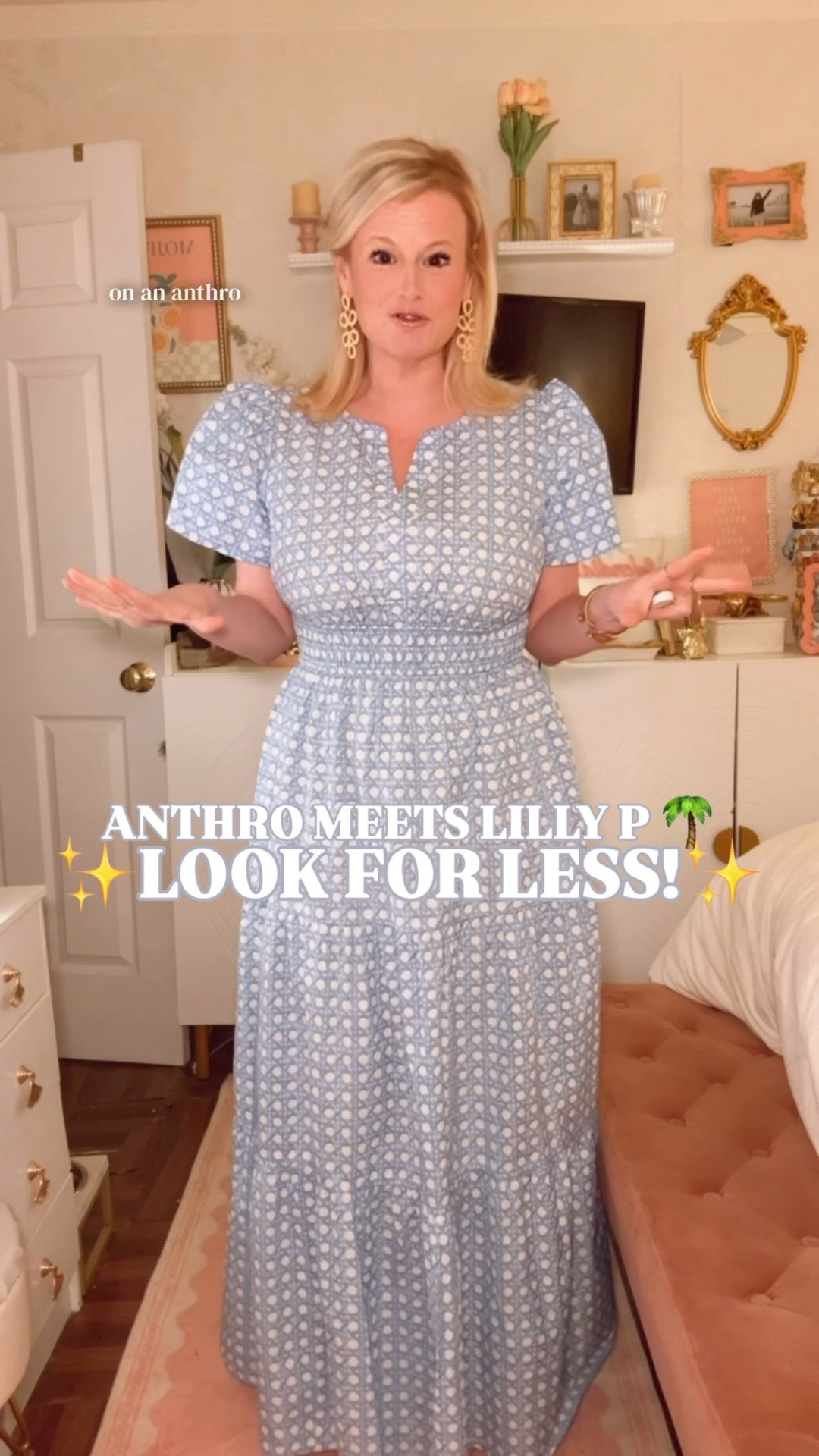 Anthropologie Somerset Dress Look For Less | Lilly Pulitzer Inspired Midi Dress Belk

Anthropologie look for less dress | Lilly Pulitzer inspired dress | spring midi dress women | wedding guest dress | garden party dress

Anthropologie meets Lilly Pulitzer. At Belk. For half price.

This is the midi dress and it has no business being this beautiful at this price point. The blue and white floral print is Palm Beach coded from the first glance. The smocked waist. The tiered midi hem. The split neckline. The short puff sleeve. This is the Somerset Maxi DNA in a midi silhouette with a Lilly Pulitzer print sensibility.

100% cotton. Breathable, crisp, and beautifully structured. This dress photographs like it costs three times what it does.

I’m in a medium — true to size. Available in lots of colors and prints.

50% off right now. Shop before it’s gone.

Wedding guest. Easter. Bridal shower. Baby shower. Garden party. Spring vacation. Any occasion where you need to look completely polished and have everyone ask where you got it.

If you are searching:
Anthropologie look for less dress
Lilly Pulitzer inspired dress
wedding guest dress spring
Easter dress women
bridal shower dress
garden party dress women
spring midi dress women
Palm Beach style dress
vacation outfits beach
spring outfits women
smocked waist dress women
tiered midi dress spring

50% off. Belk. In stock now.
The Anthropologie look. The Lilly energy. Half the price.
⸻
anthropologie look for less midi dress belk, lilly pulitzer inspired spring dress, palm beach midi dress women, wedding guest dress spring affordable, crown ivy waisted midi dress, easter dress women preppy, bridal shower dress look for less, smocked waist tiered midi dress, cotton midi dress spring 2026, garden party dress affordable belk
⸻
#LTKFindsUnder100 #LTKFindsUnder50 #LTKSeasonal #LTKWedding #LookForLess #SpringDresses #EasterDress #WeddingGuestDress #BridalShower #GardenPartyDress #LTKSaleAlert #Preppy

#LTKWedding #LTKSaleAlert #LTKWorkwear