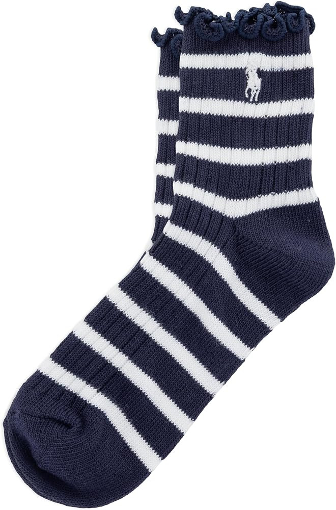 POLO RALPH LAUREN Women's Lettuce Edge Cotton Ruffle Ankle Socks, 1 Pair | Amazon (US)